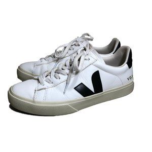 VEJA CAMPO CHROMEFREE LEATHER WHITE BLACK SNEAKERS SIZE 9